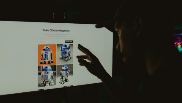 AI-robot gebruikt webbrowser op computerscherm voor automatische taken Google Project Mariner